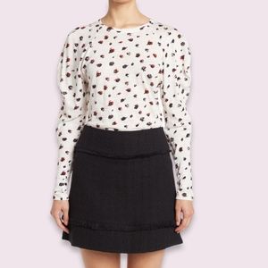 NEW Proenza Schouler Leg Of Mutton Sleeve Cotton Jersey Mini Flower Top Size L